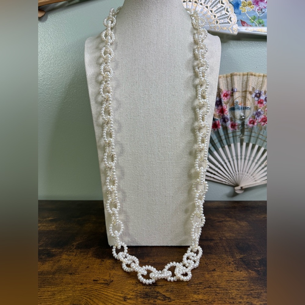 Honora White Freshwater Pearl Loop Necklace 925 Sterling Clasp Opera 39 Inch